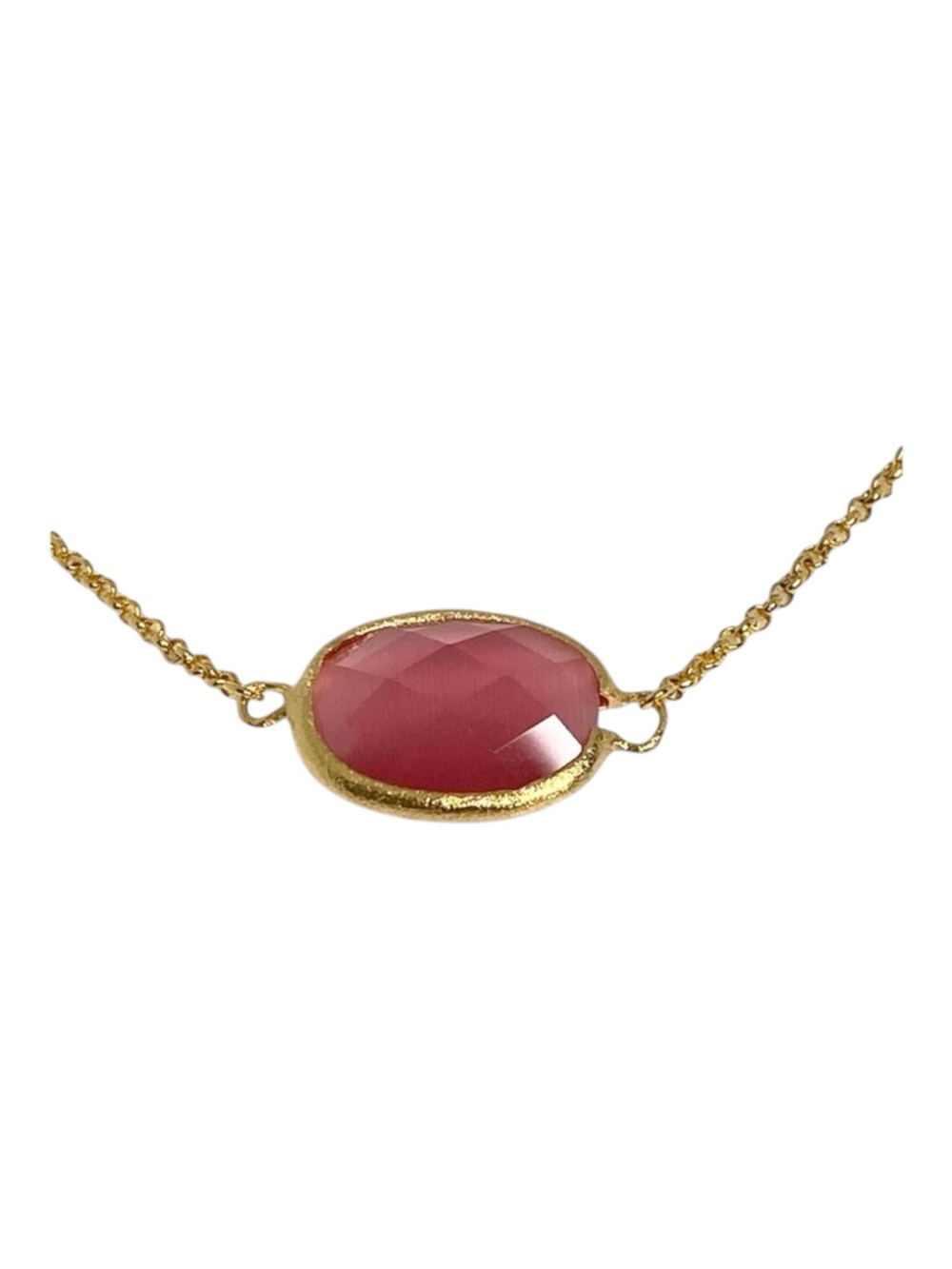 new Rivka Friedman ๐ Pink Cat's Eye Gemstone Necklace ๐ Satin Finish Gold ๐ - Picture 9 of 16